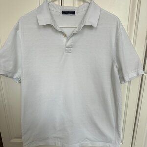 Charles Tyrwhitt Shirt Mens Large White Short Sleeve Polo Golf Outdoor 100% cott